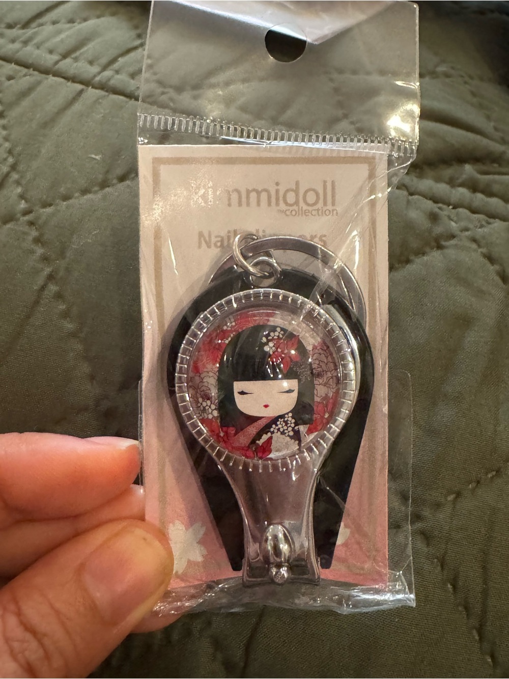 Black & Red Kokeshi Nail Clippers with Charm